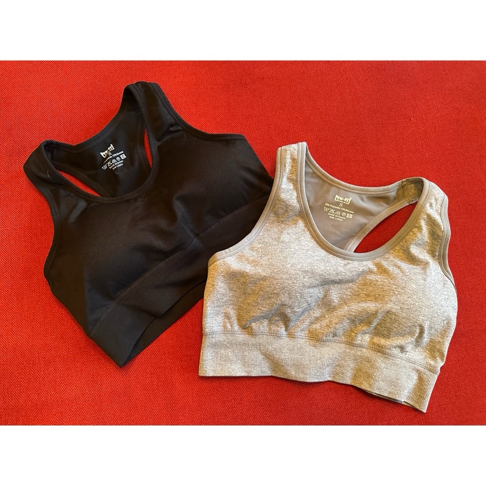 Pro-Fit Black and Gray Sports Bras, set of 2, NWOT, S